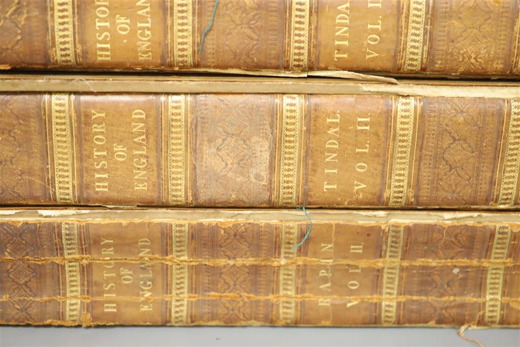 History of England, Tindal 4 vols, quarto plates removed and six framed prints